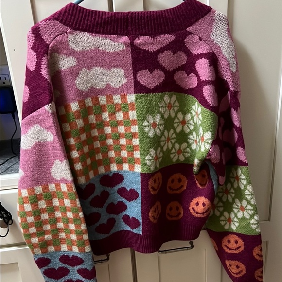 Debut hearts smiley daisy checkered cardigan - Picture 3 of 5